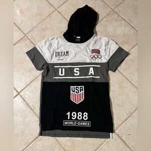vintage new olympics men’s polo short sleeve hoodie.Dream team USA 1990 . medium